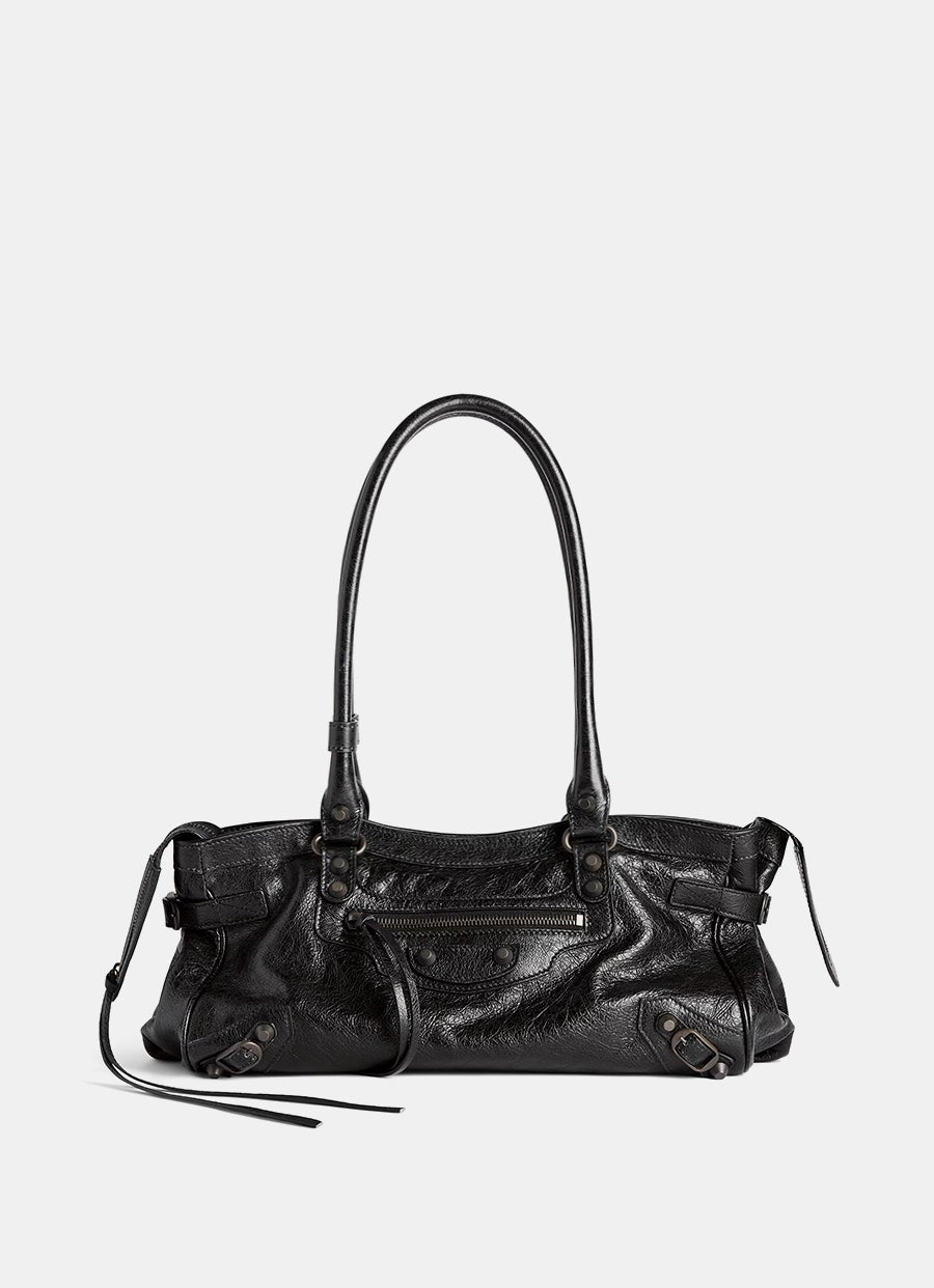 バッグ 2000s vintage BALENCIAGA le city Vintage 2000s Balenciaga le city bag in distressed grey leather