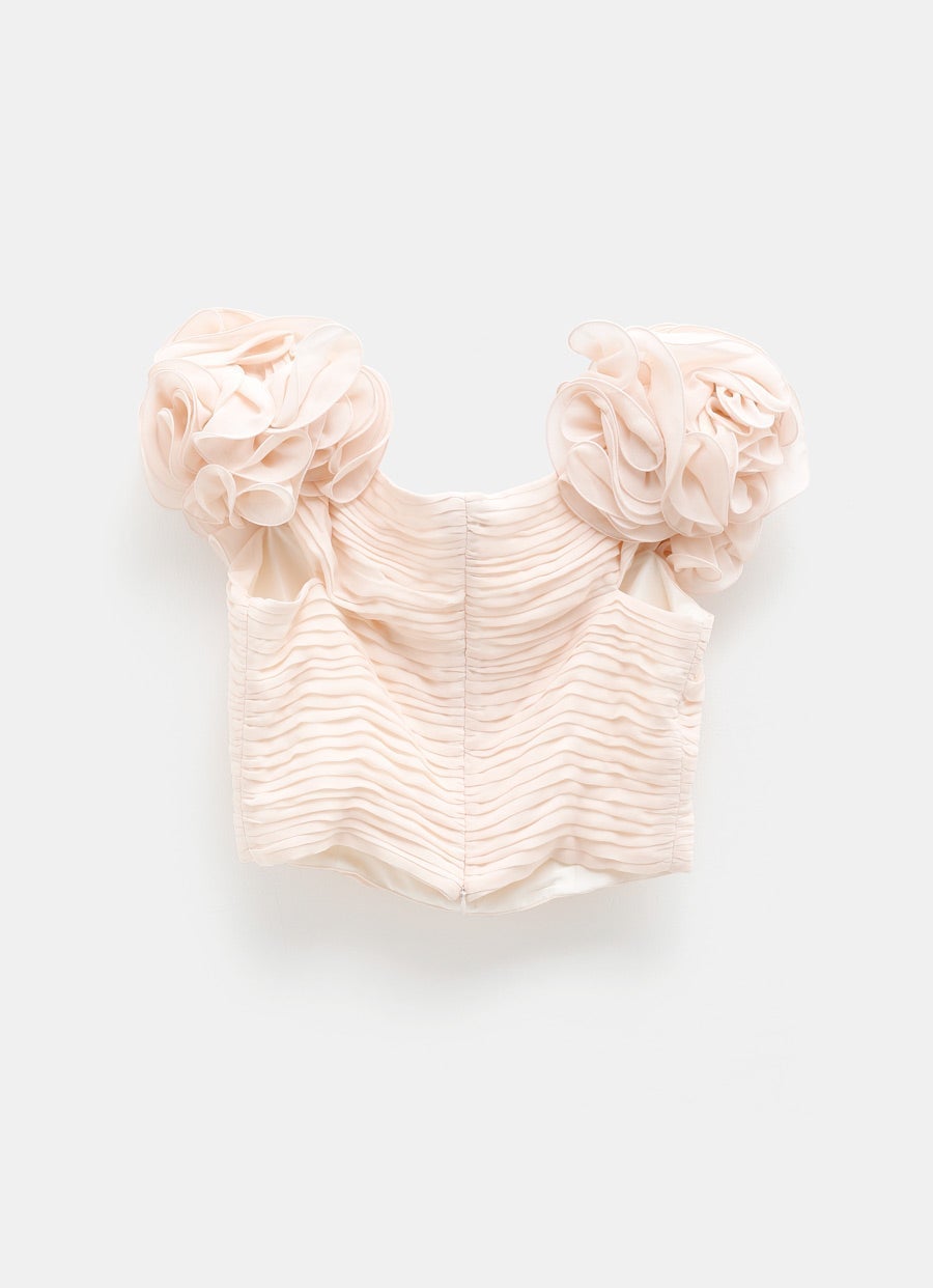 Top corto con manga floral