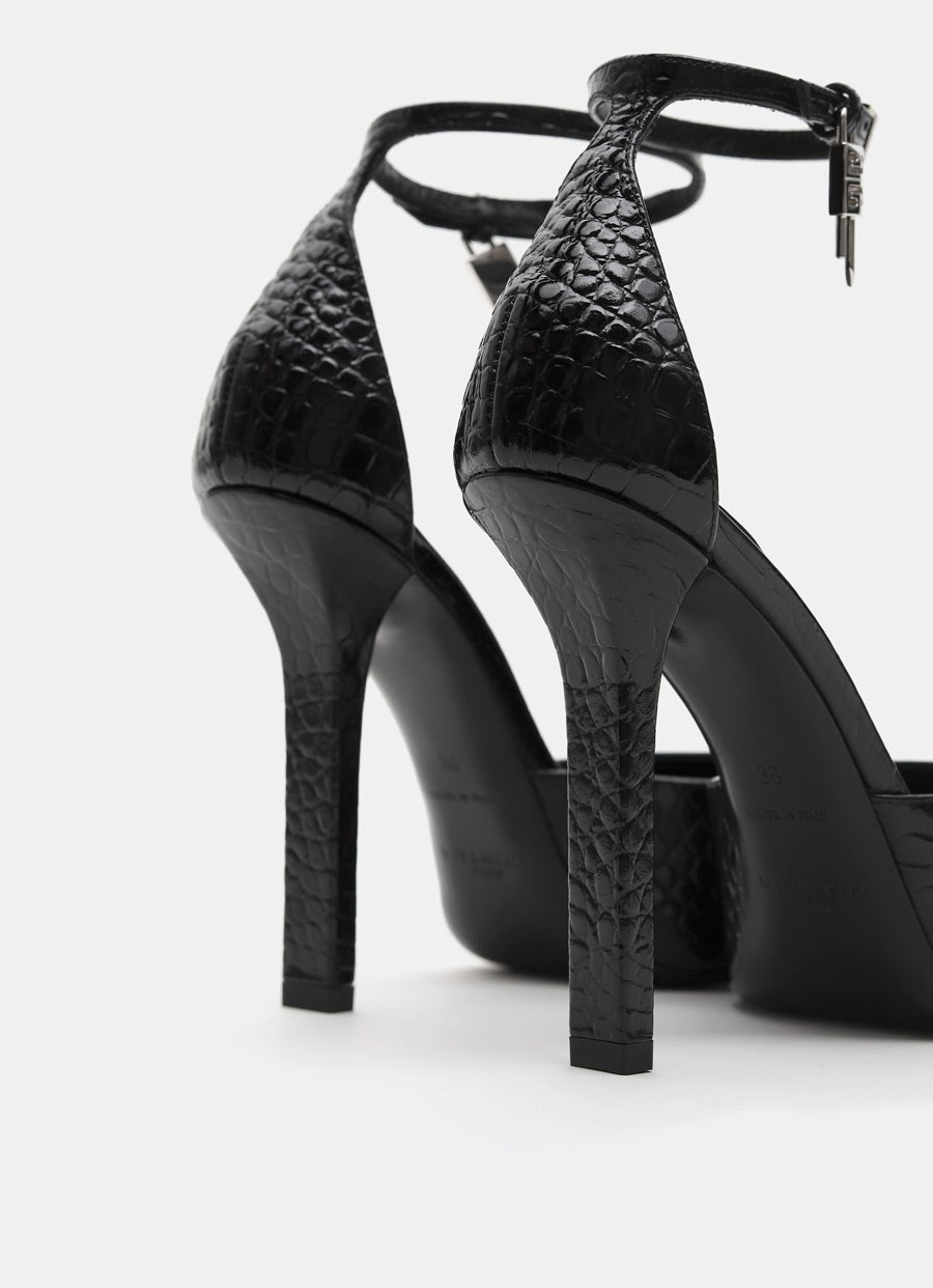 Zapato de tacón G-lock con plataforma y textura de cocodrilo