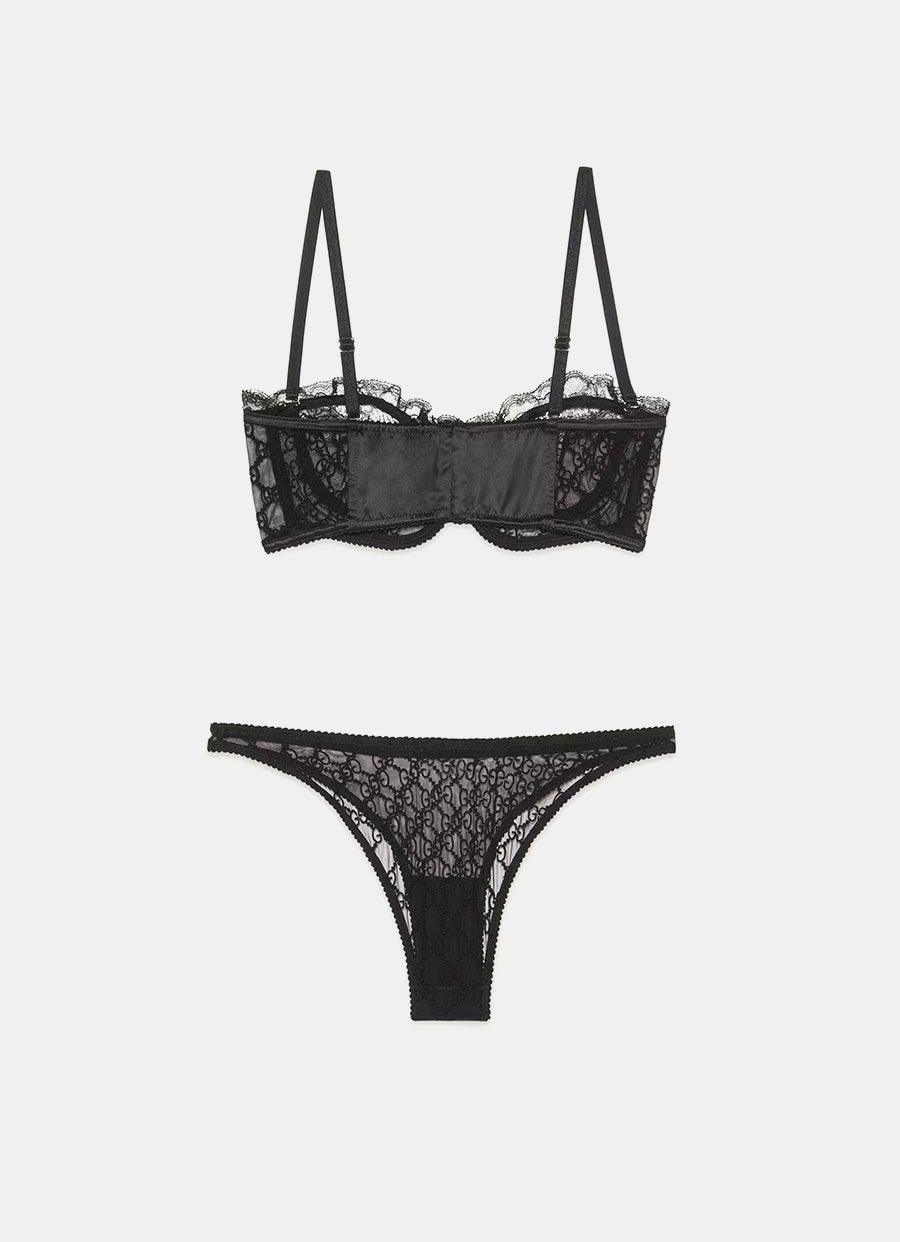Conjunto de lencería de tul bordado con GG