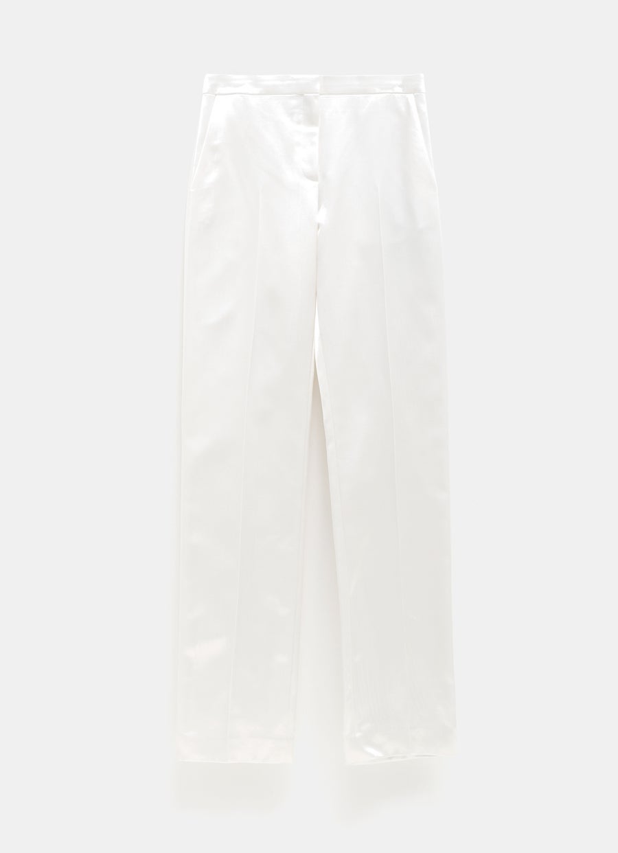 Pantalón de traje en satén de algodón