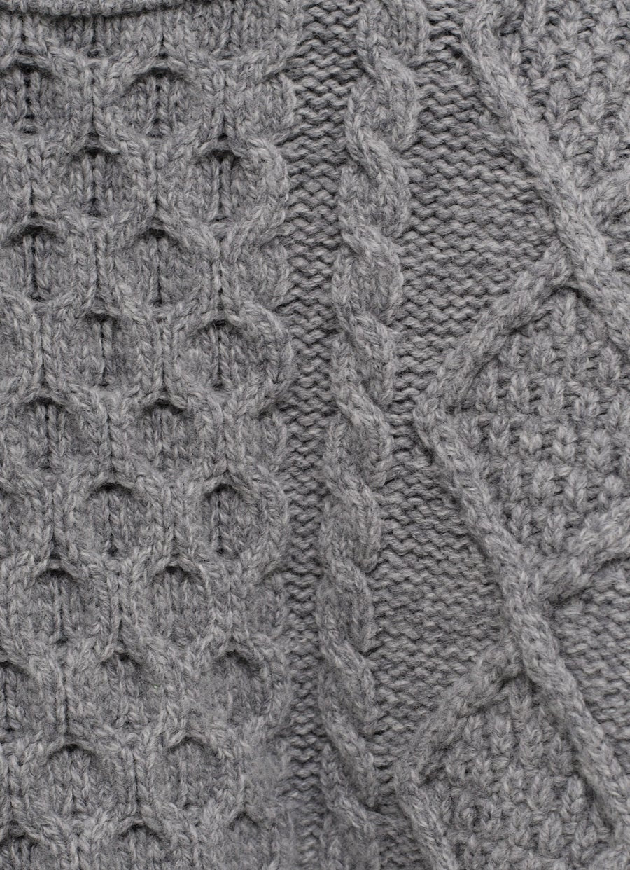 Jersey Aran de patchwork de lana