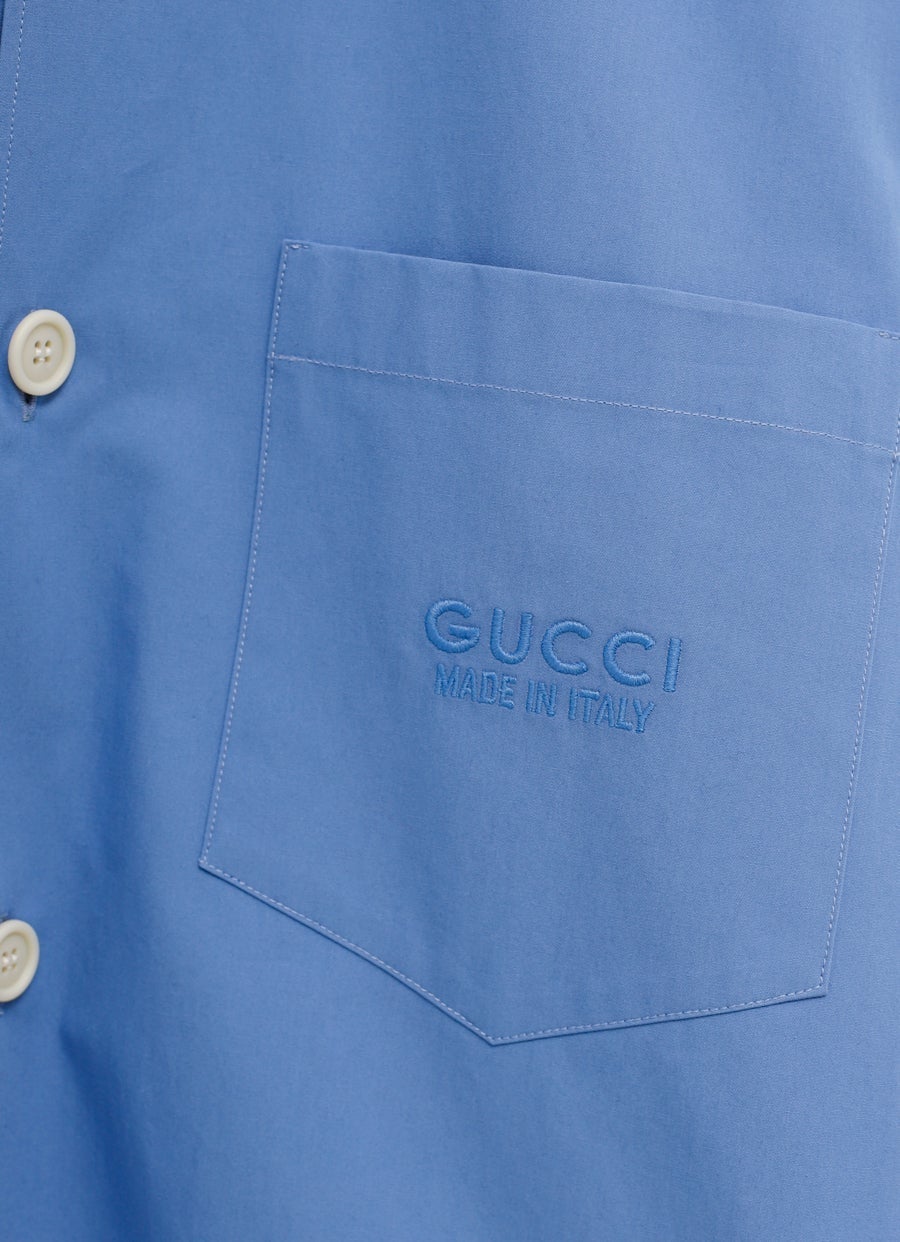 Camisa de algodón con bordado Gucci