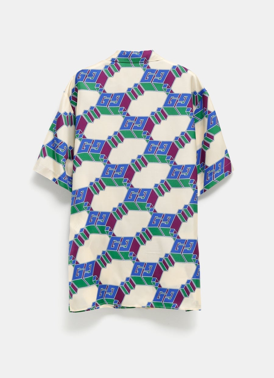 Camisa de seda con estampado GG en 3D