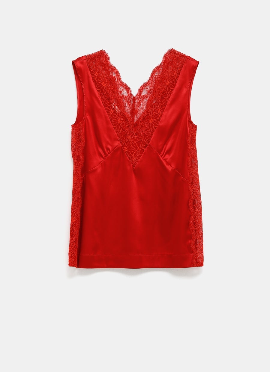 Top de encaje y seda