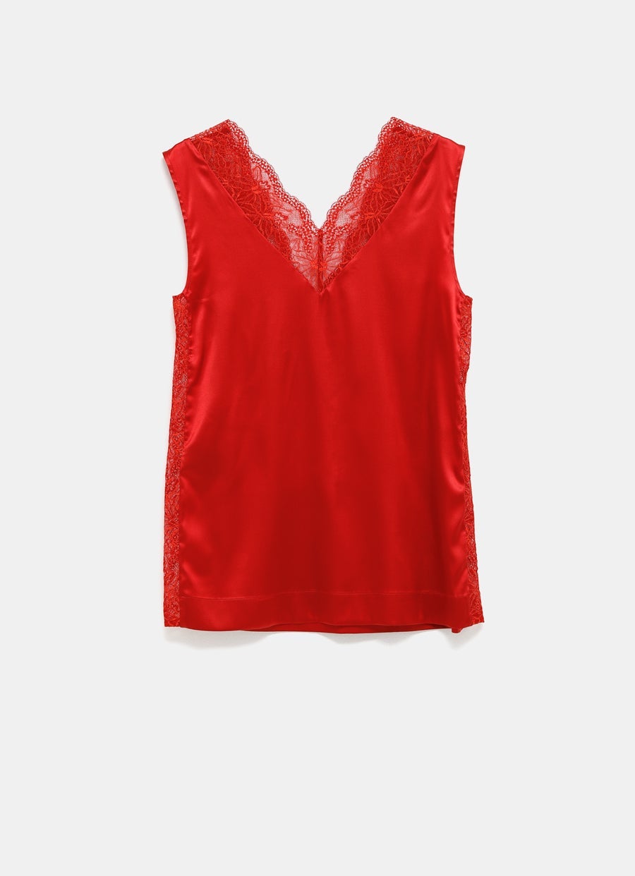 Top de encaje y seda