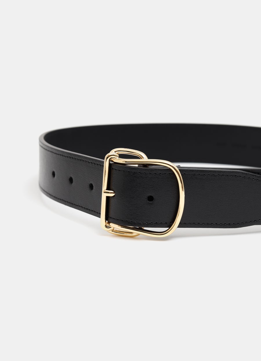 Cinturón de piel con hebilla Swirl