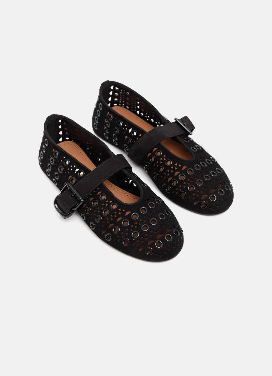 Bailarina plana con motivo Vienne y ojales