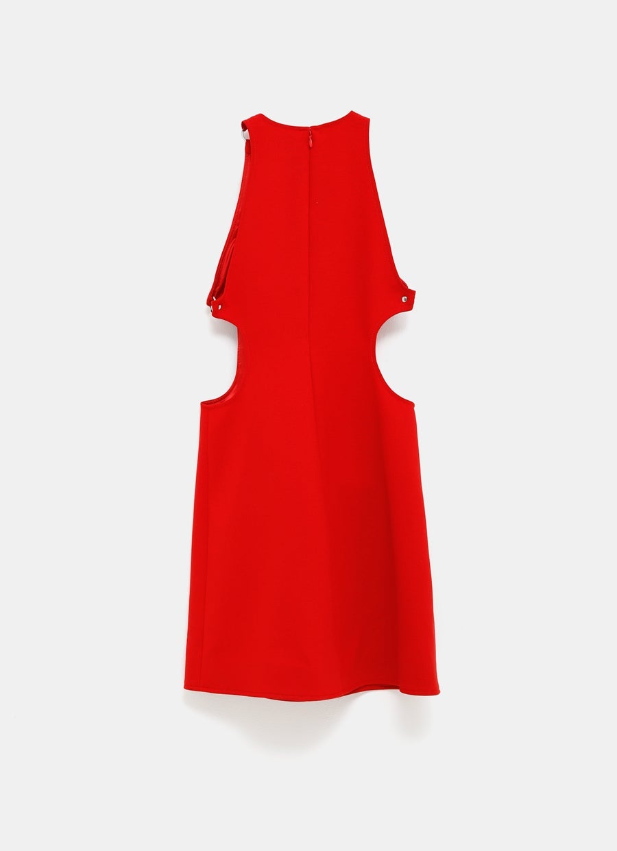 Vestido mini con hebillas y aberturas