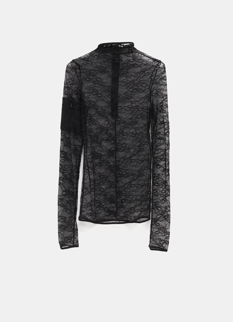 Top de encaje con cuello alto para mujer