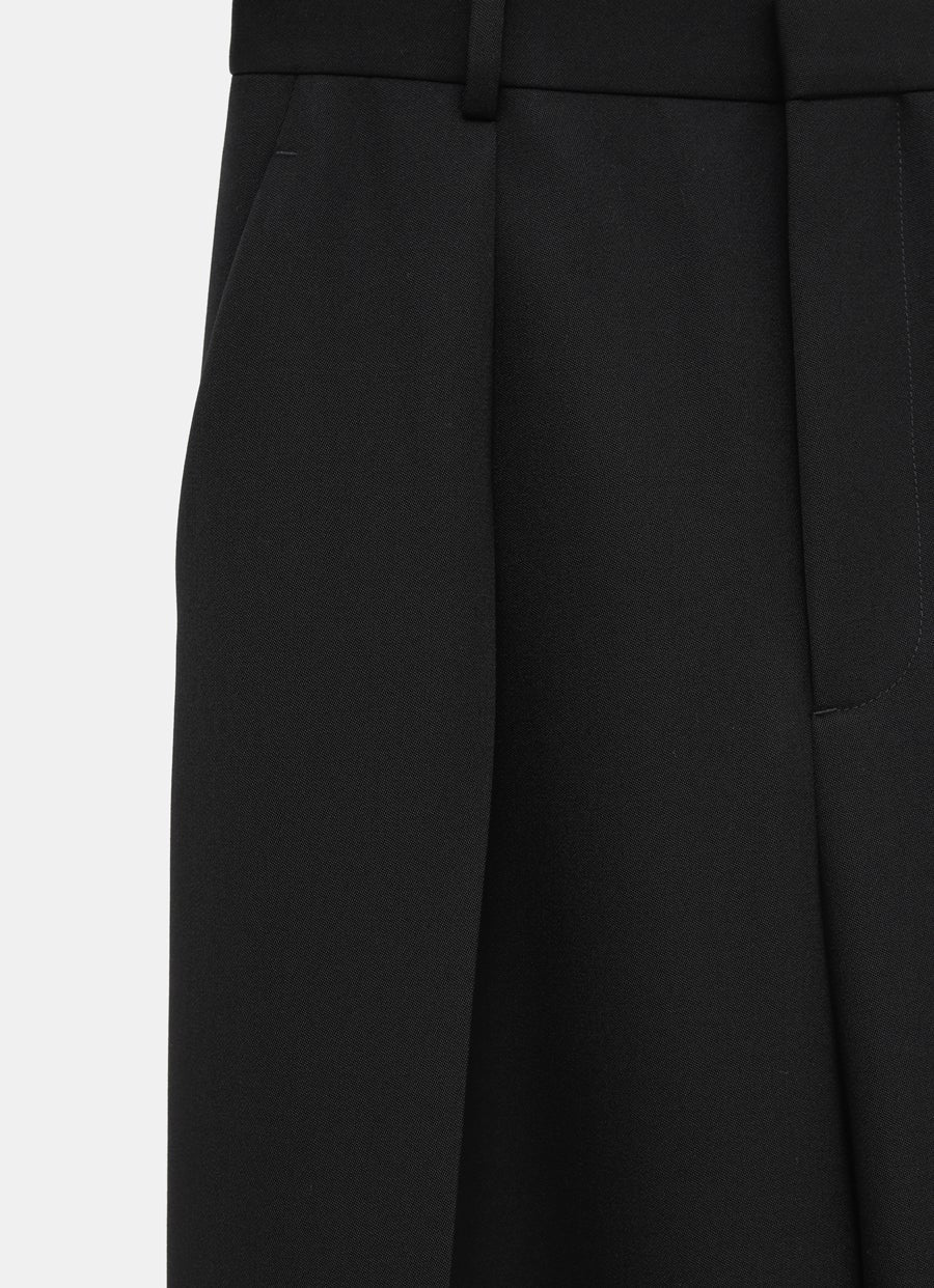 Pantalón de lana compacta grain de poudre