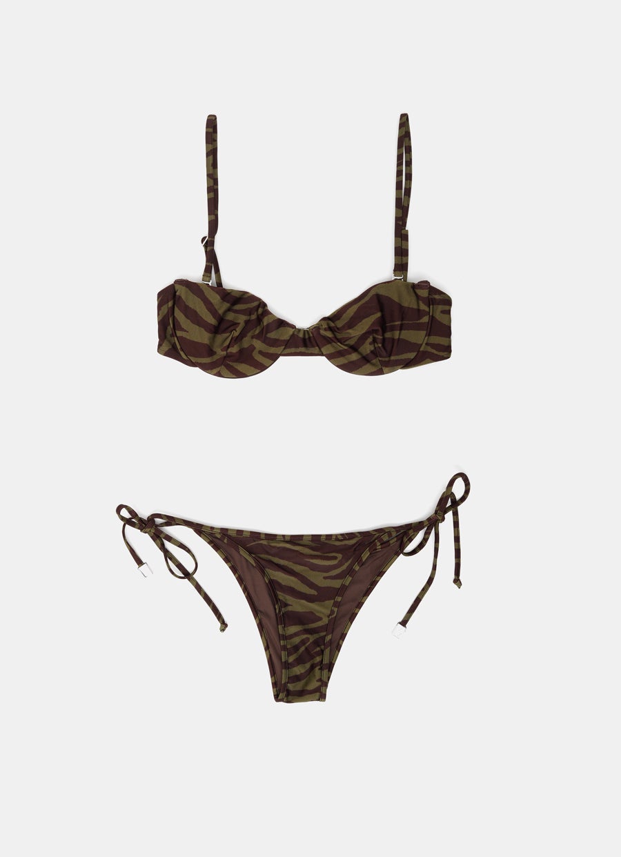 Conjunto de bikini estampado cebra