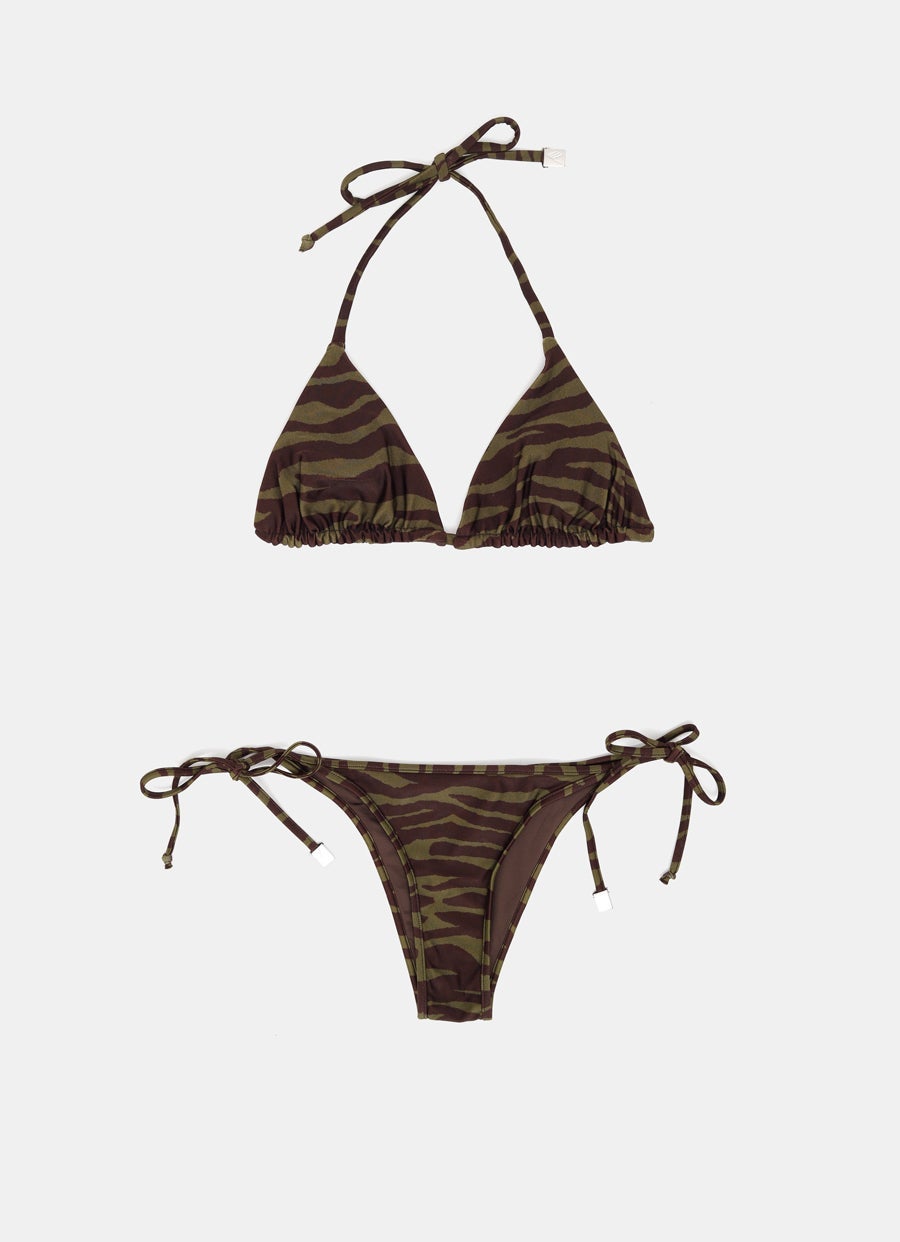 Conjunto de bikini estampado cebra
