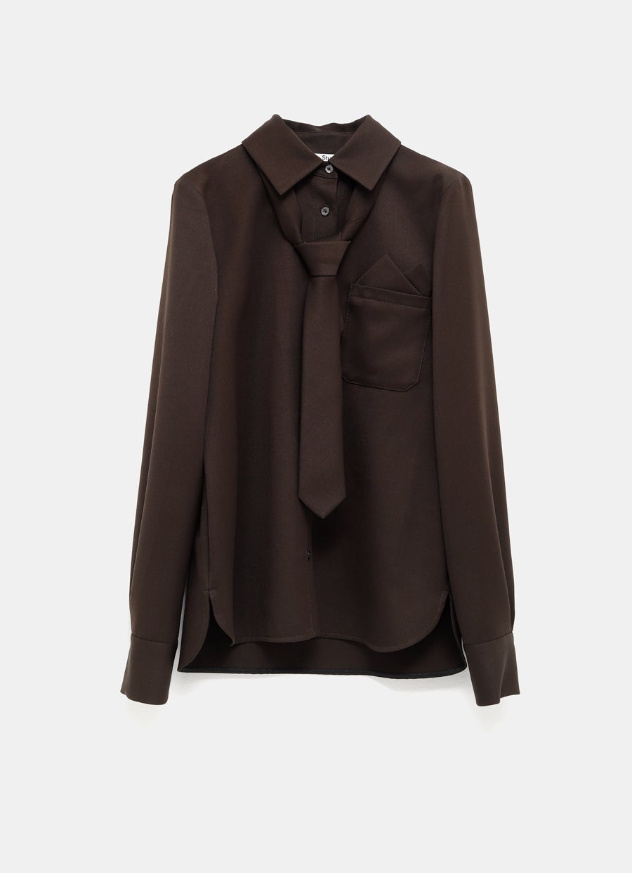 Camisa de lana con corbata