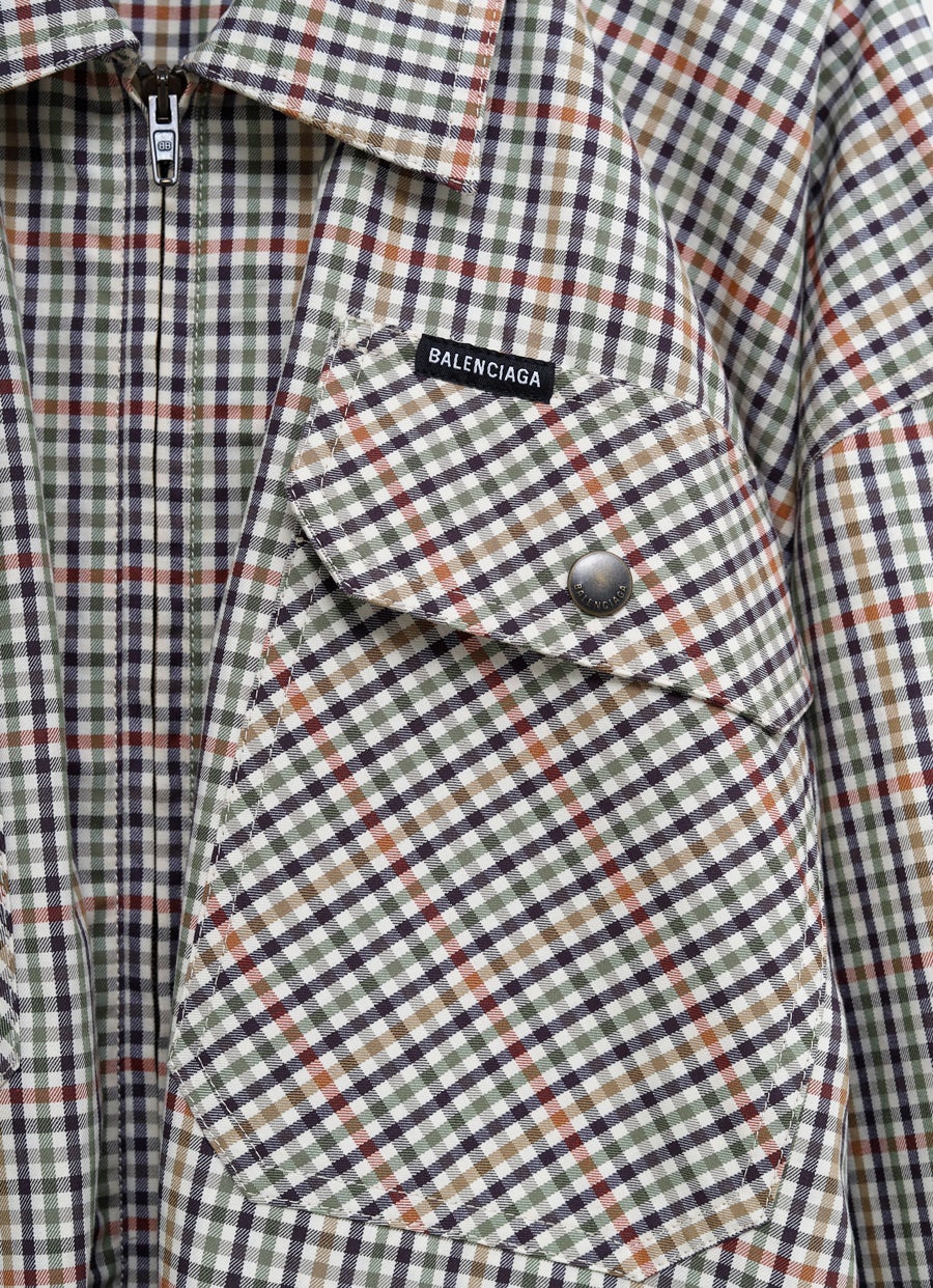 Camisa a cuadros con cremallera para hombre