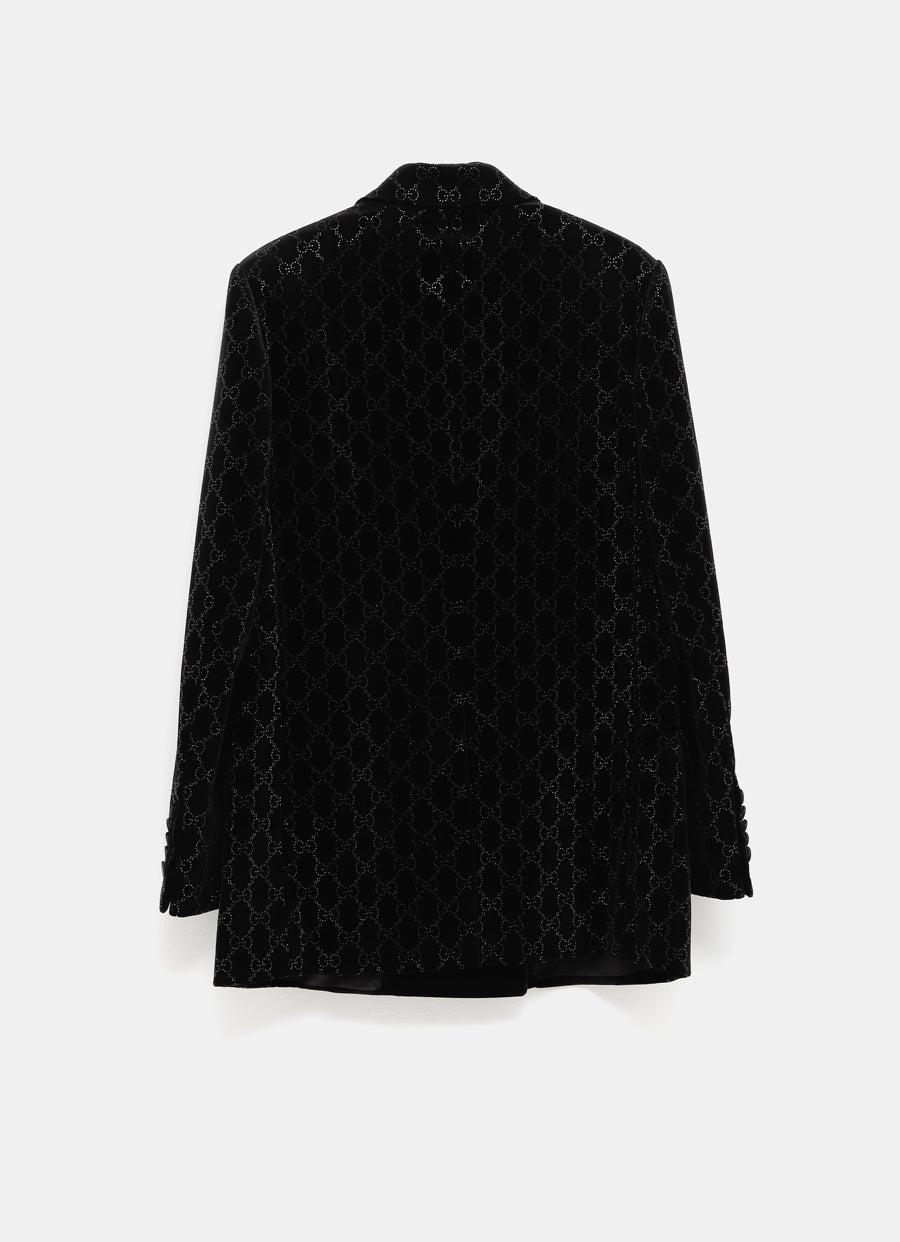 Chaqueta de terciopelo con pedrería GG