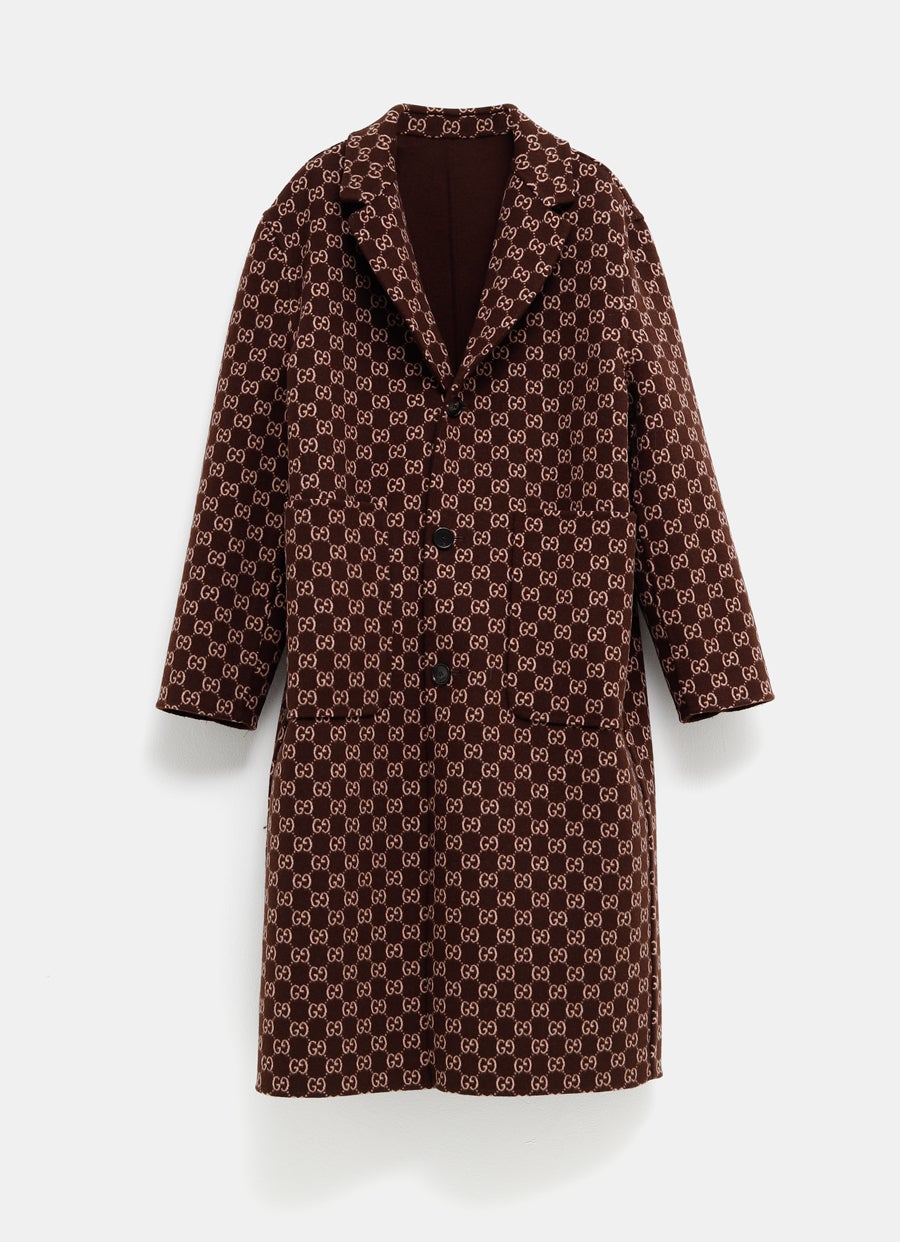 Abrigo reversible de lana GG para mujer