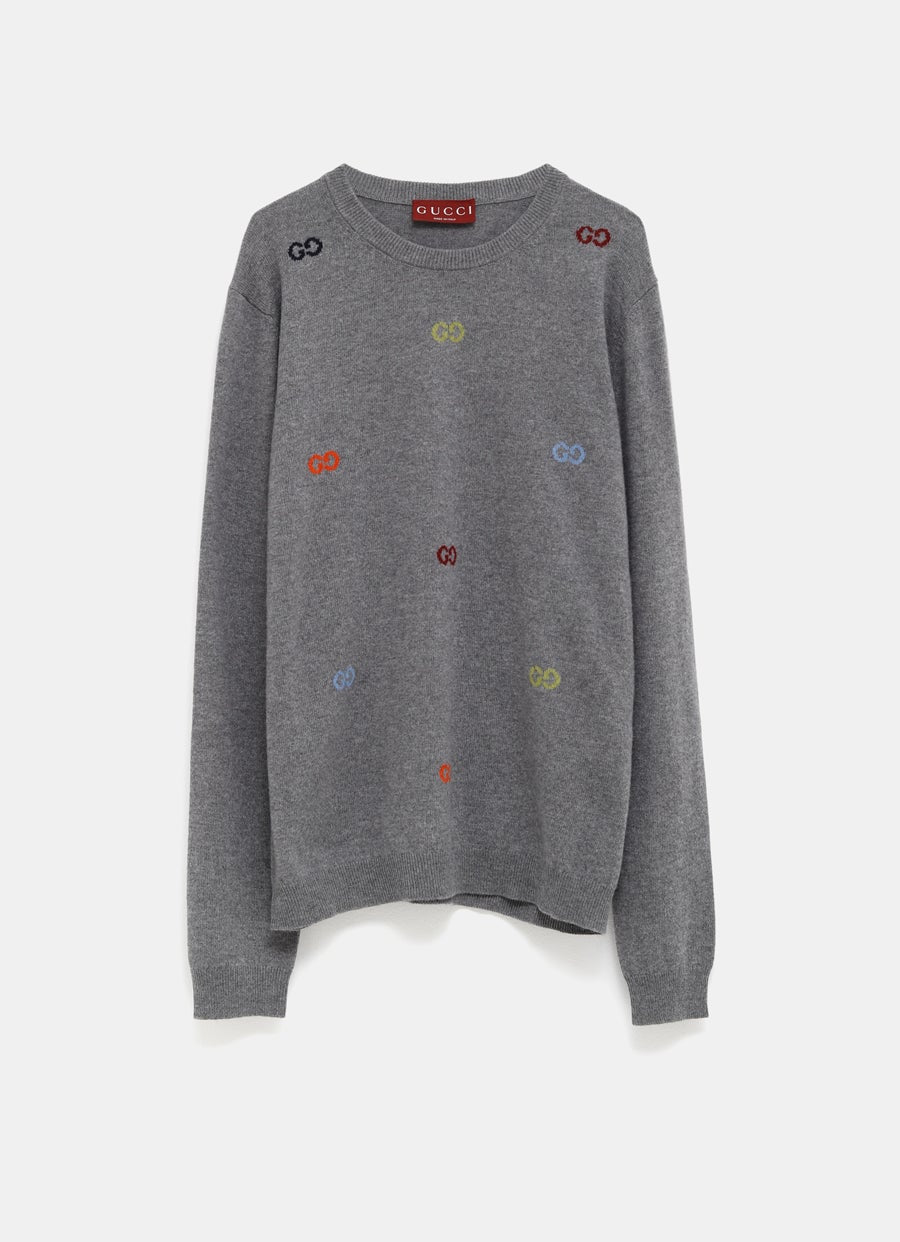 Jersey cashmere con motivo GG para hombre