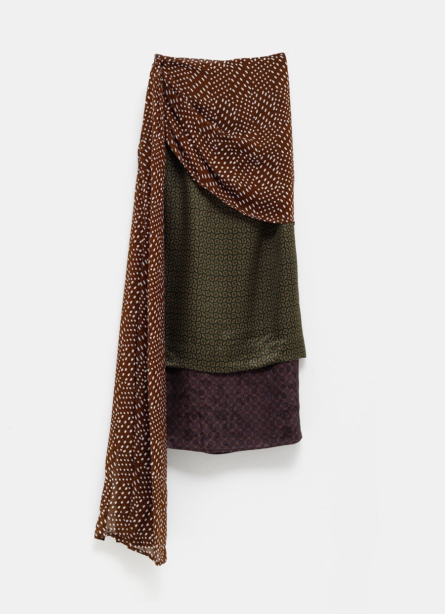 Falda de seda drapeada