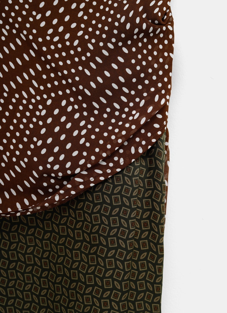 Falda de seda drapeada