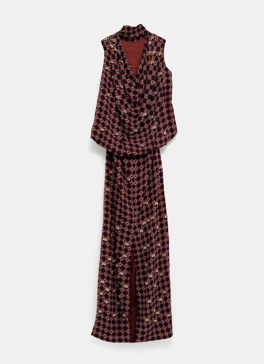 Vestido maxi con pedrería