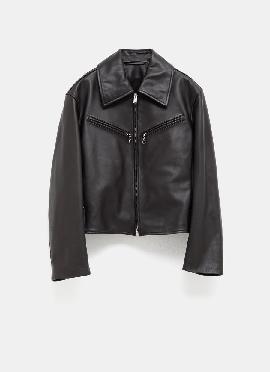 Chaqueta de piel cuadrada