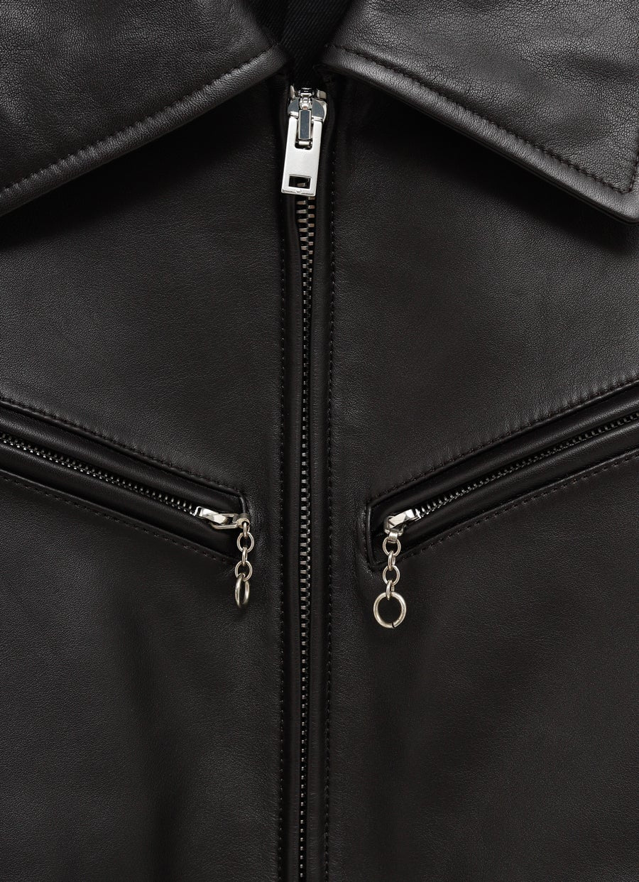 Chaqueta de piel cuadrada