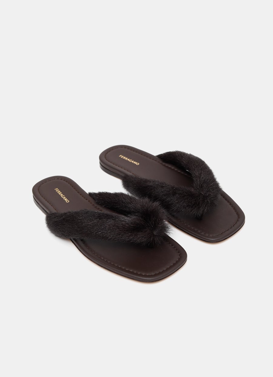 Sandalias con detalle de pelo