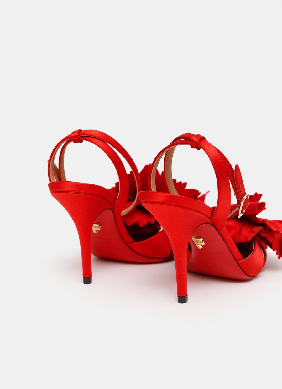 Sandalias de tacón con flor