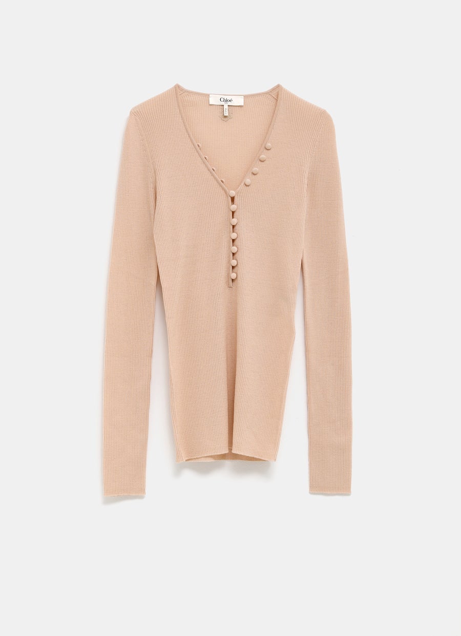 Top de canalé con botones