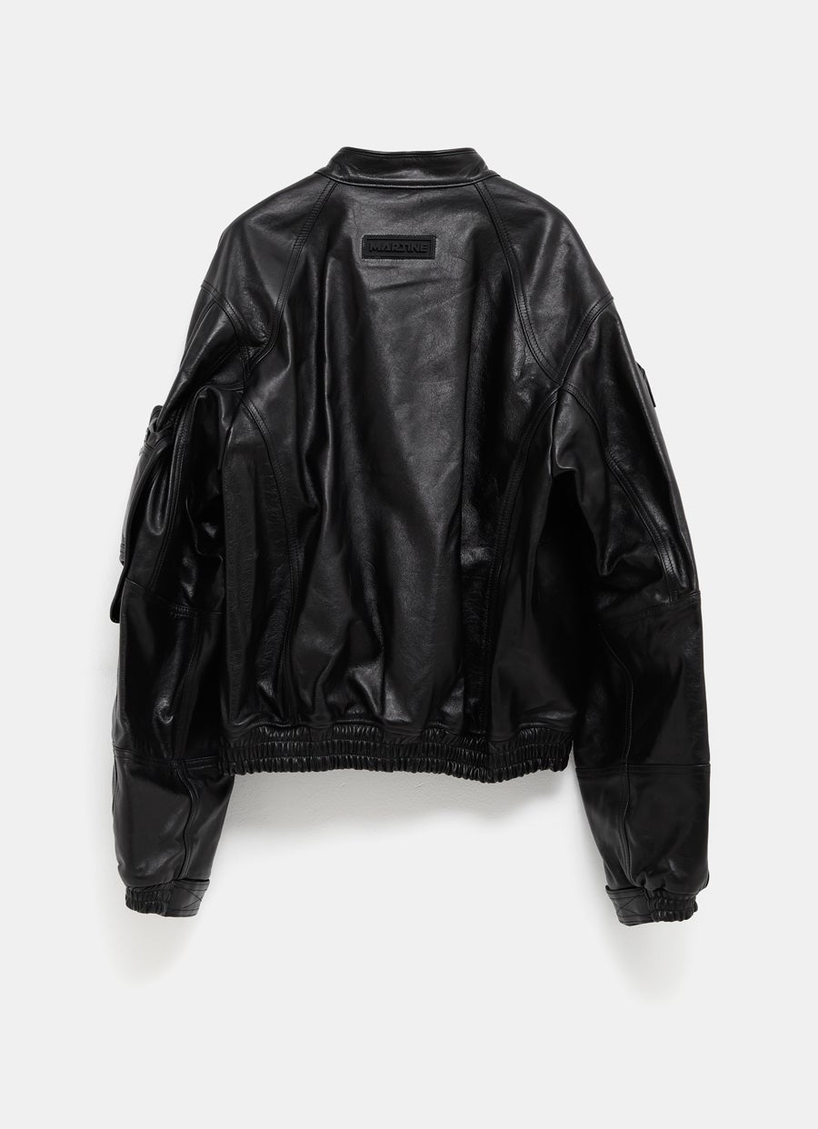 Chaqueta de cuero con riñonera