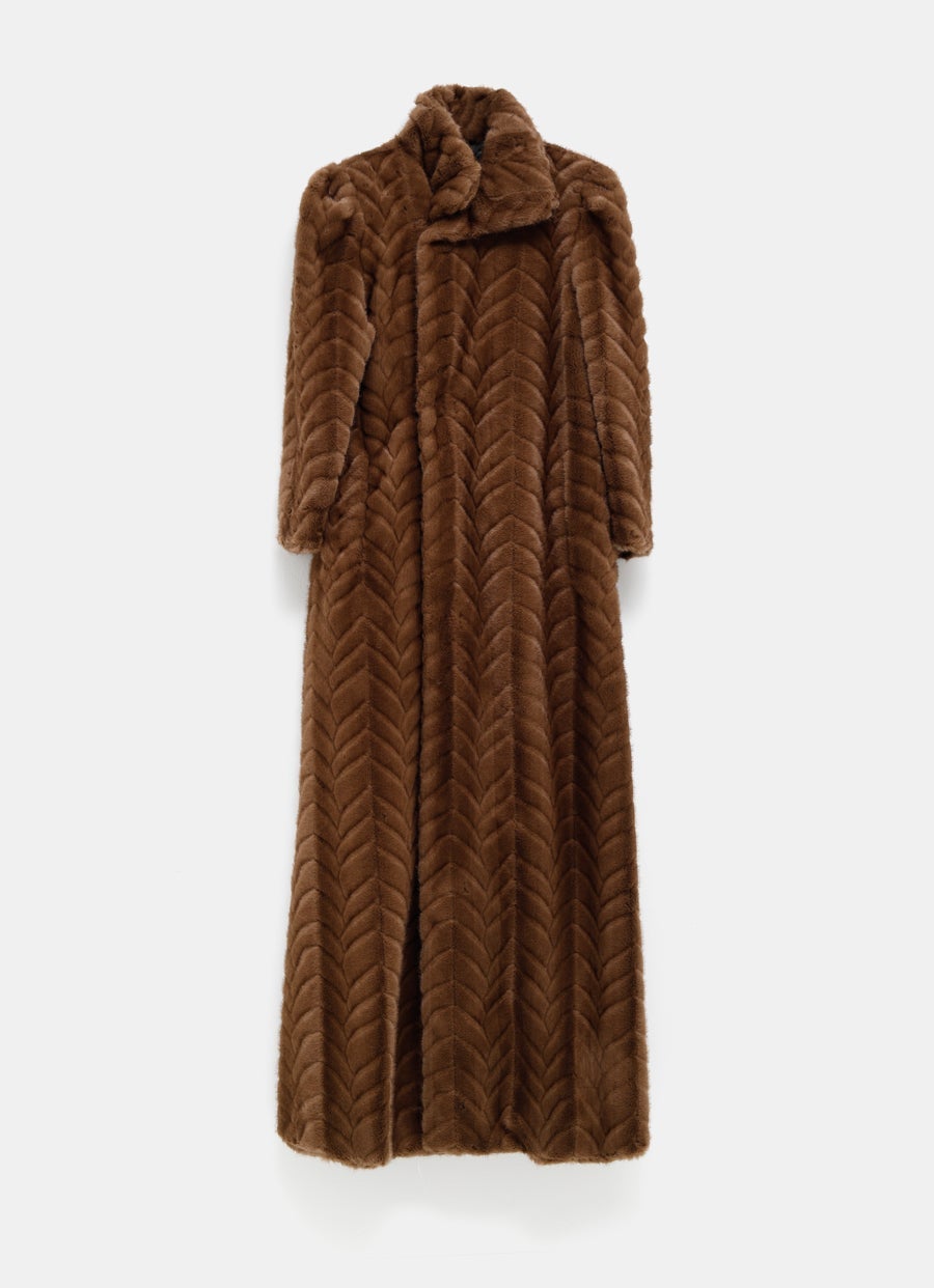 Abrigo largo de piel sintética