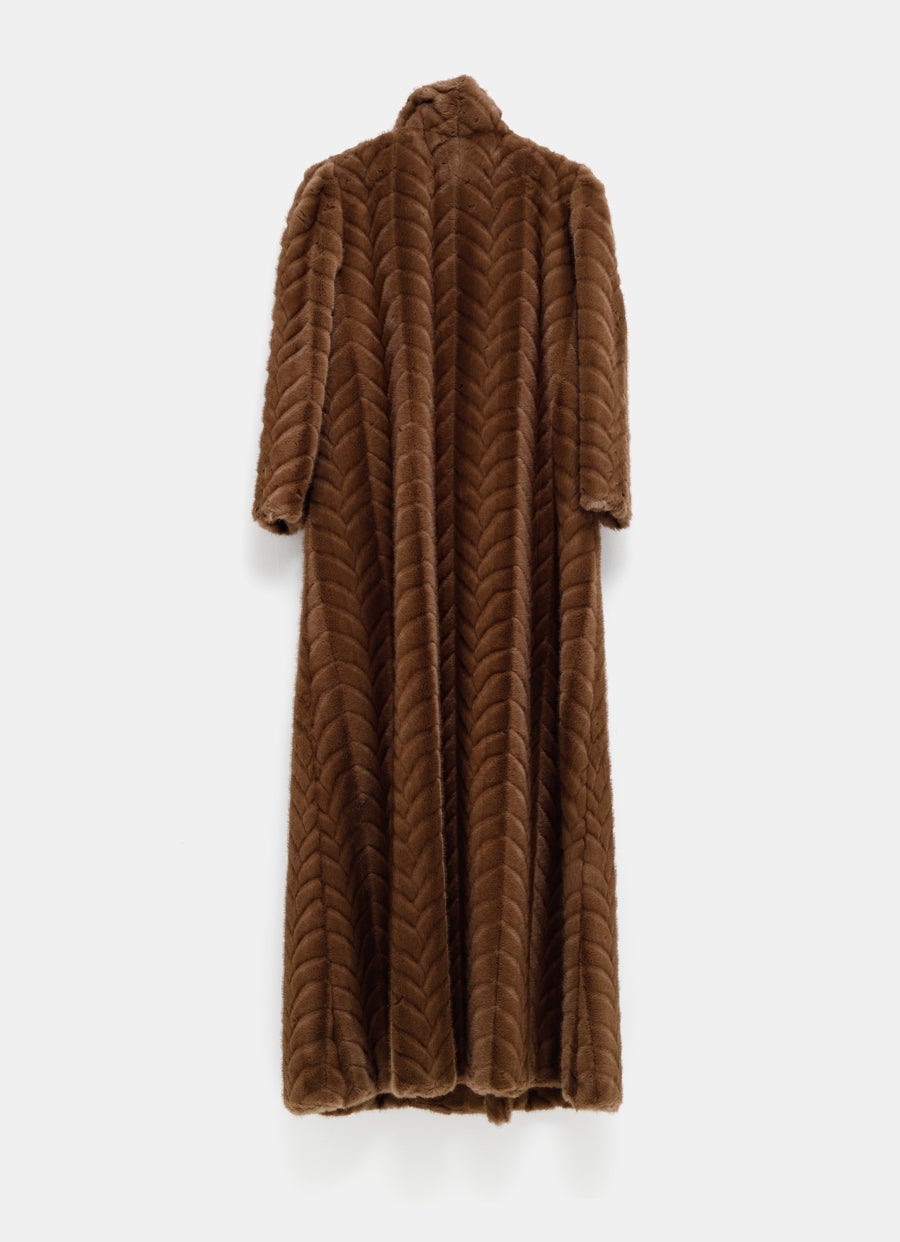 Abrigo largo de piel sintética