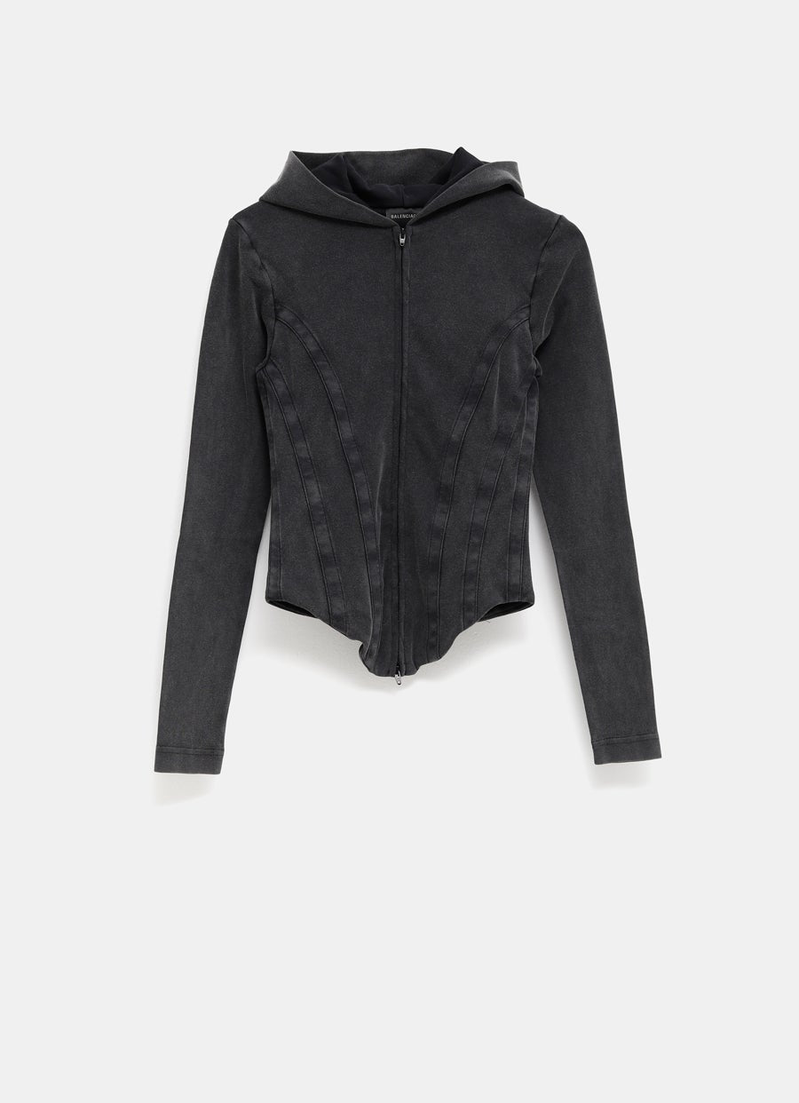 Sudadera con cremallera y corsé