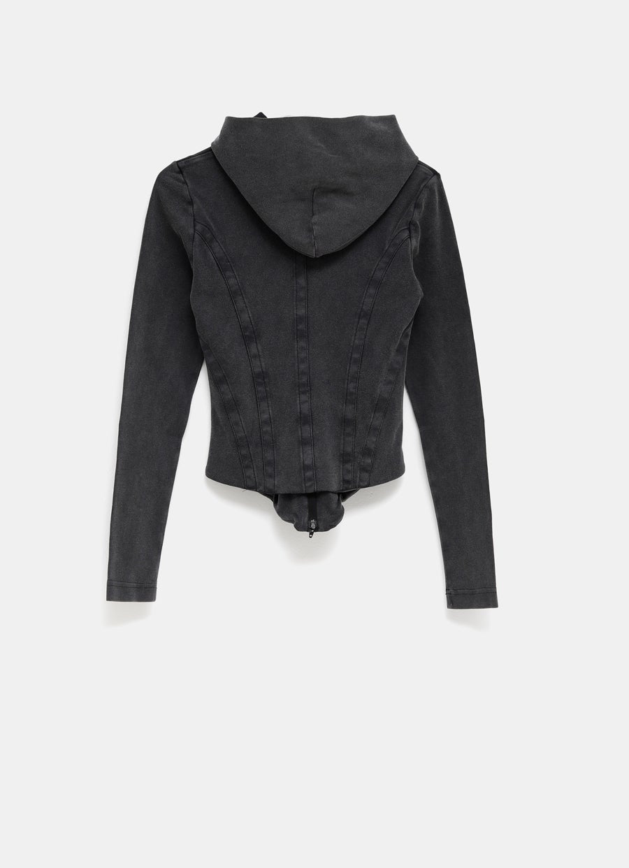 Sudadera con cremallera y corsé