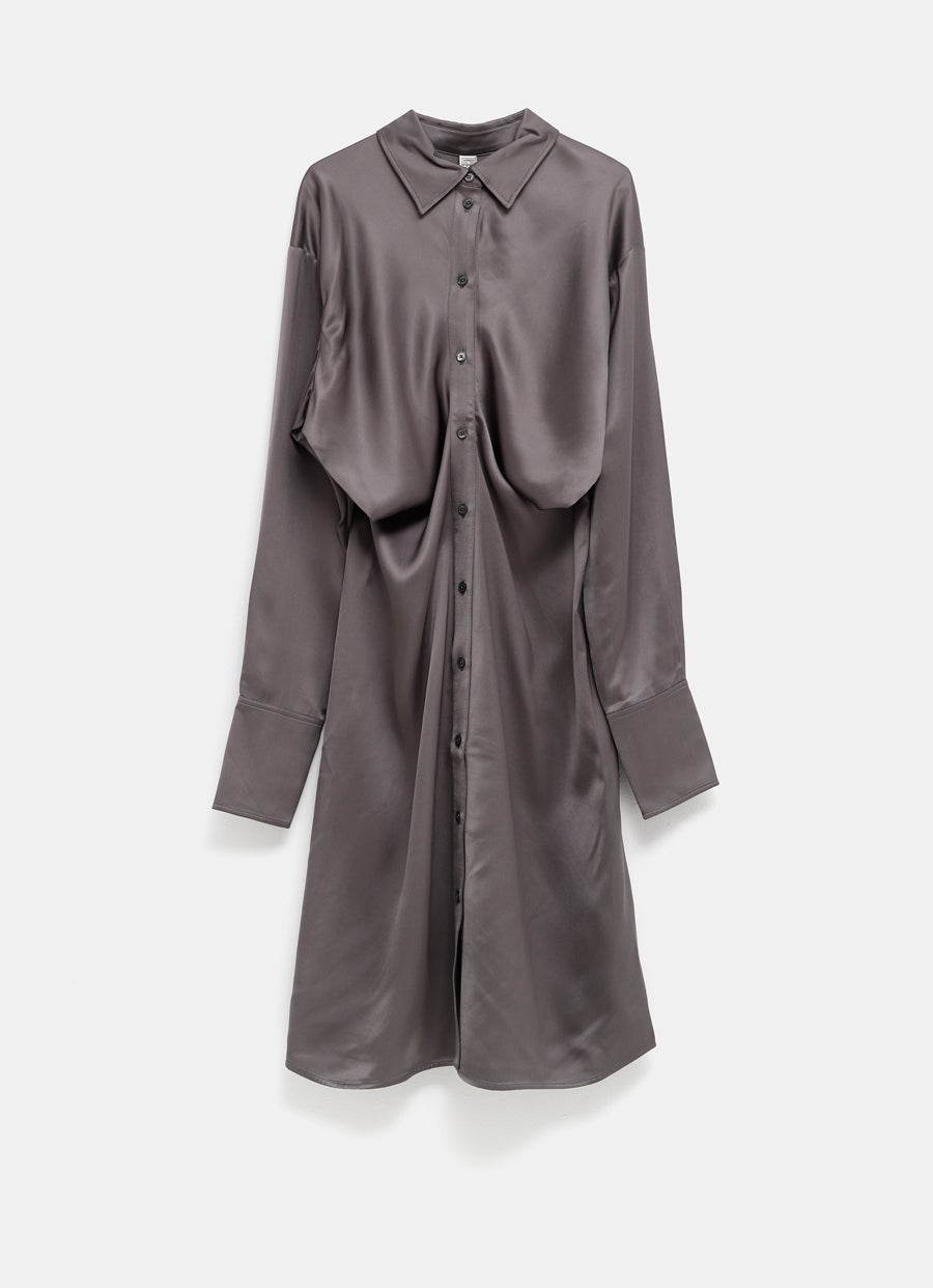 Vestido camisero drapeado