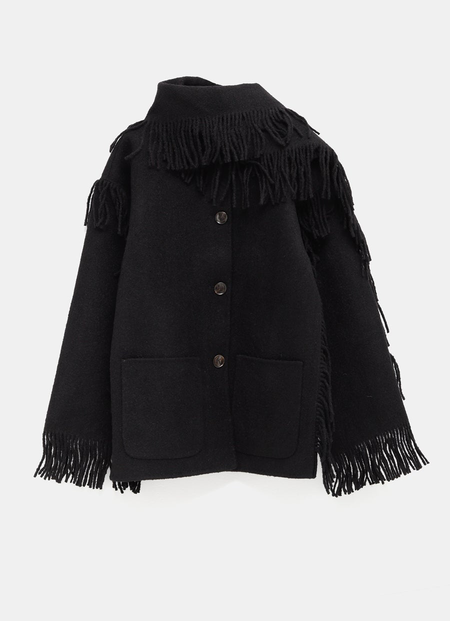 Chaqueta con bufanda y flecos