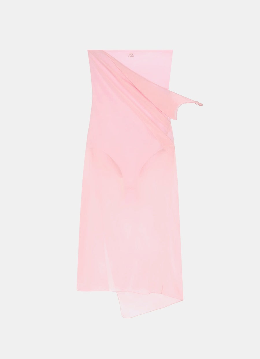 Vestido de gasa drapeada con corpiño