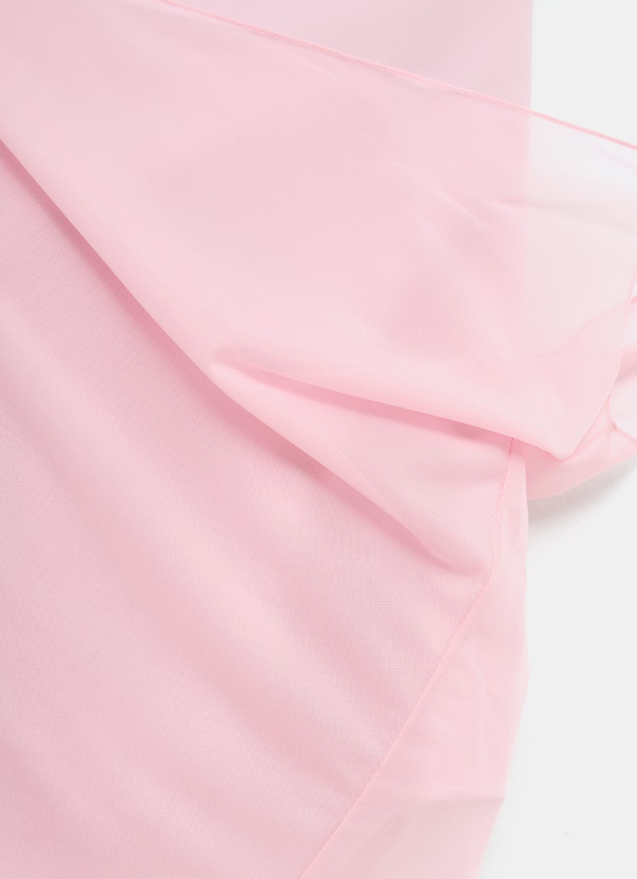 Vestido de gasa drapeada con corpiño