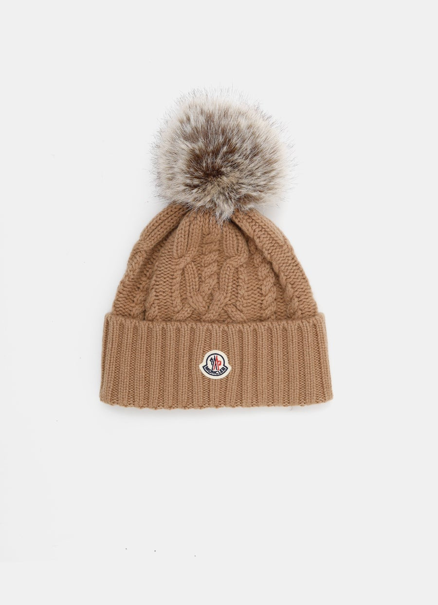 Gorro de lana con pompón para mujer