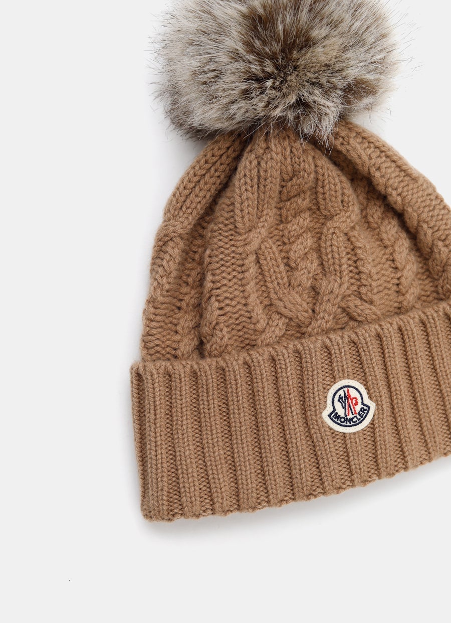 Gorro de lana con pompón para mujer