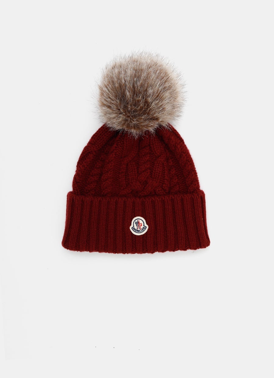 Gorro de lana con pompón para mujer