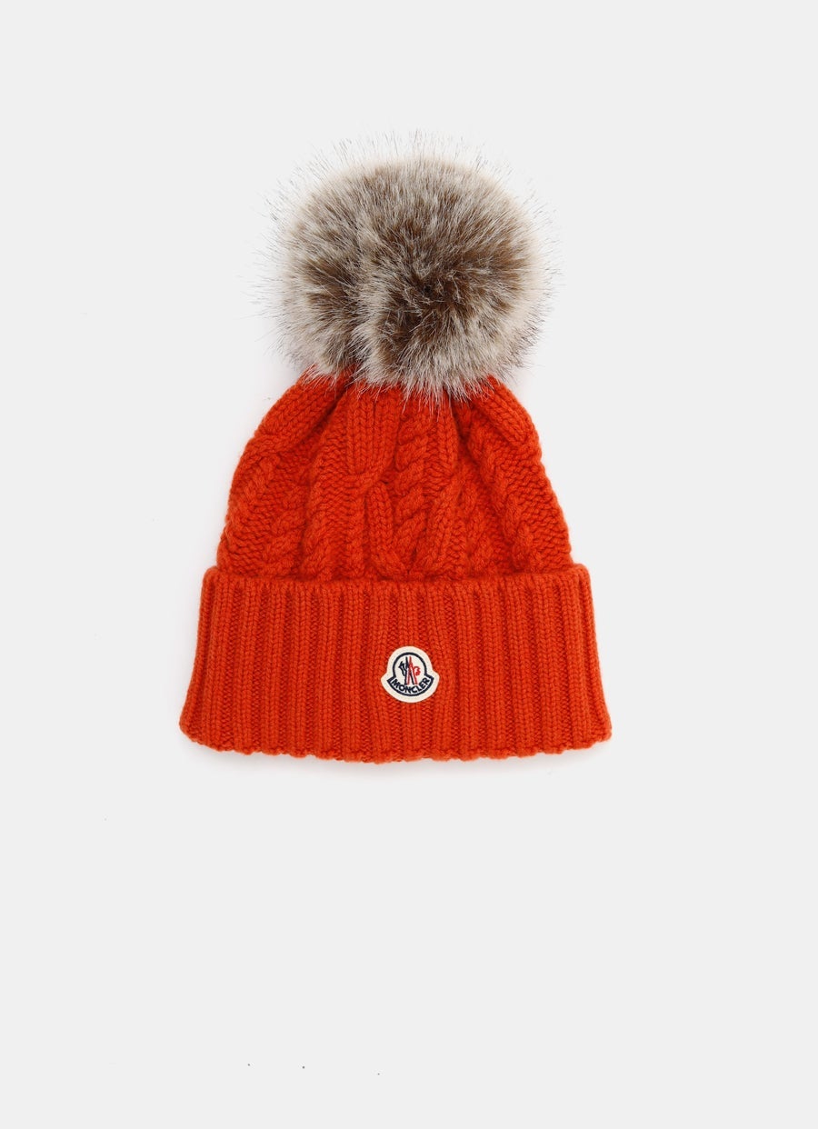 Gorro de lana con pompón para mujer