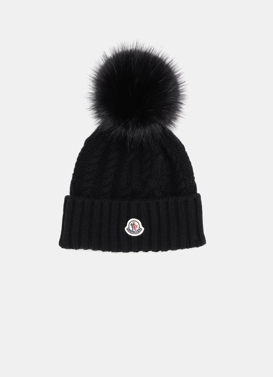 Gorro de lana con pompón para mujer