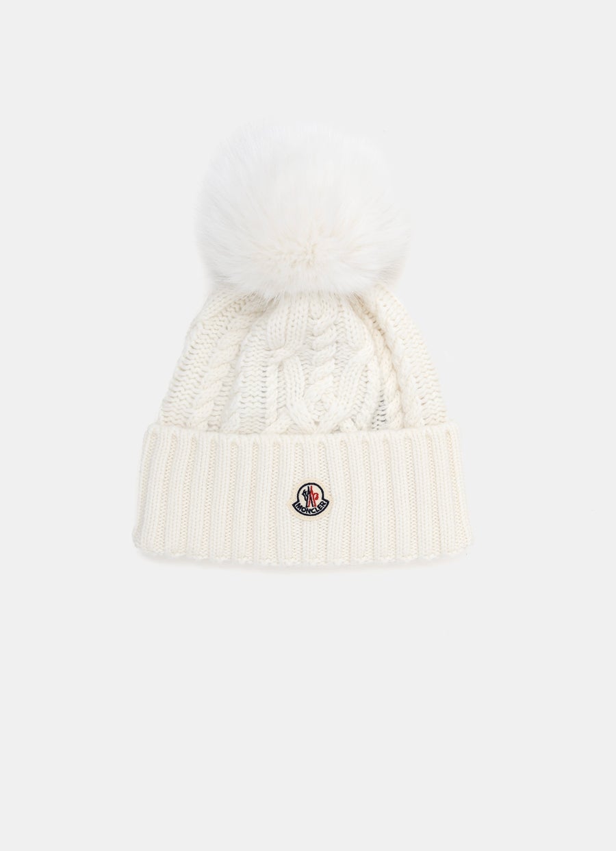 Gorro de lana con pompón para mujer
