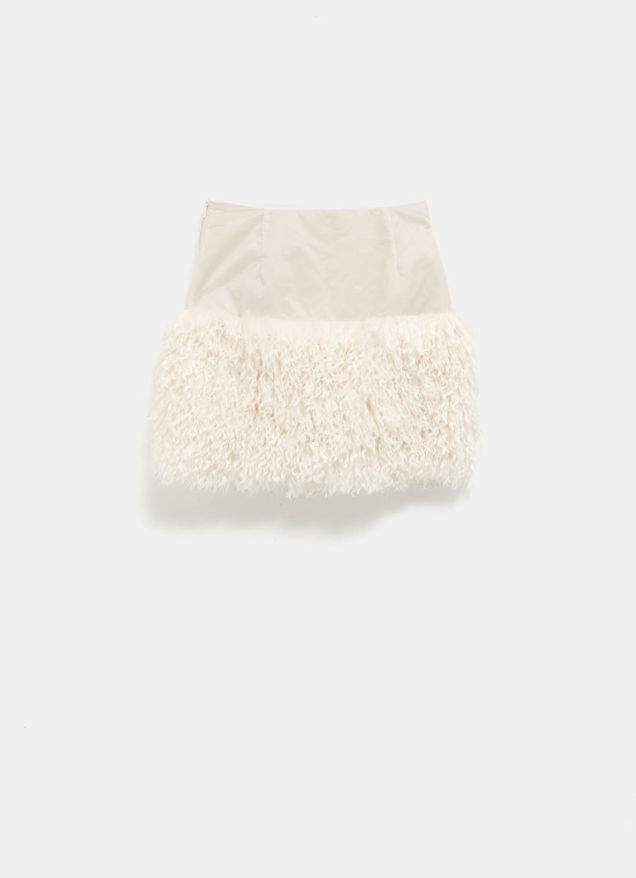 Falda con ribete de peluche para mujer