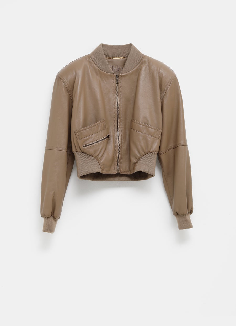 Chaqueta cropped de cuero