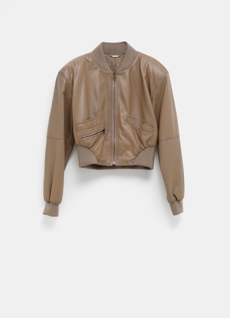 Chaqueta cropped de cuero