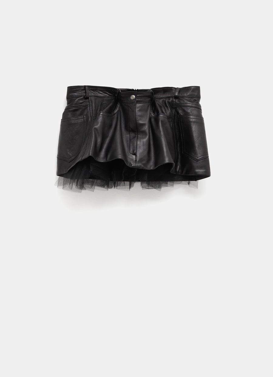 Falda de cuero rizada