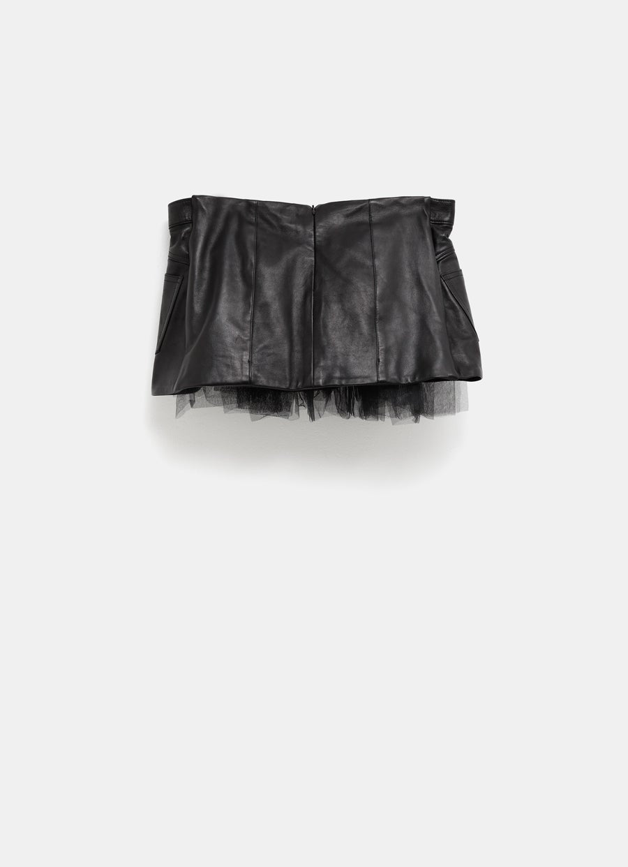 Falda de cuero rizada